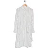 Patrizia Luca Stripe Long Sleeve Shirtdress In Off White