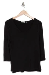 Patrizia Luca Three Quarter Sleeve Top In Black