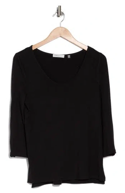 Patrizia Luca Three Quarter Sleeve Top In Black
