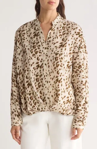 Patrizia Luca Twist Hem Top In Beige