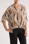Patrizia Luca Twist Hem Top In Grey