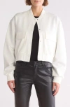 Patrizia Luca Utility Pocket Crop Bomber Jacket In Off White