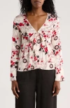 Patrizia Luca V-neck Bell Sleeve Print Top In Multi