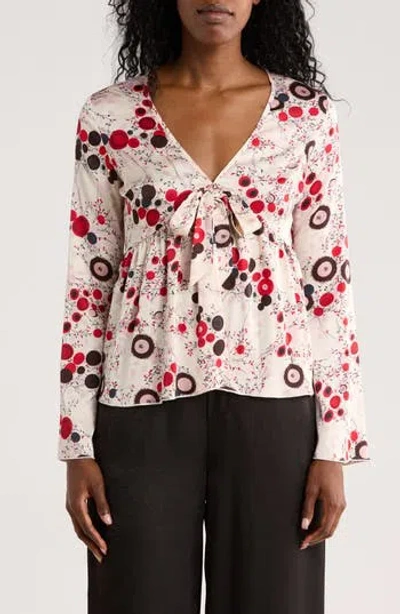 Patrizia Luca V-neck Bell Sleeve Print Top In Multi