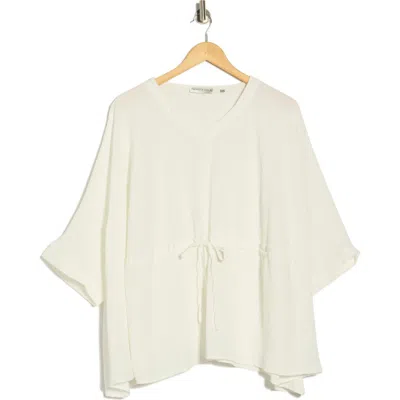 Patrizia Luca V-neck Drawstring Waist Boxy Top In Neutral
