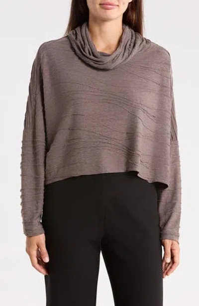 Patrizia Luca Wavy Cowl Neck Top In Brown