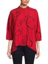 Patrizia Luca Women's Abstract Print High Low Blouse In Red