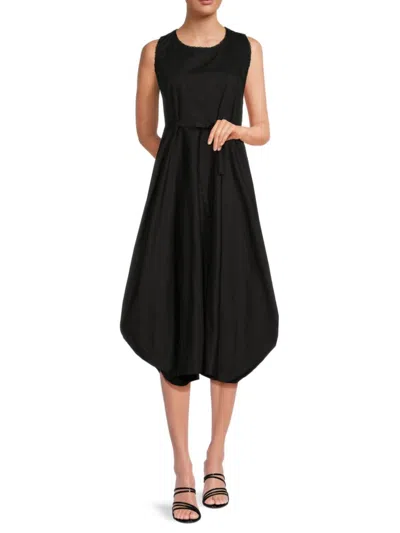 Patrizia Luca Women's Belted Midi Balloon Dress In Black | ModeSens