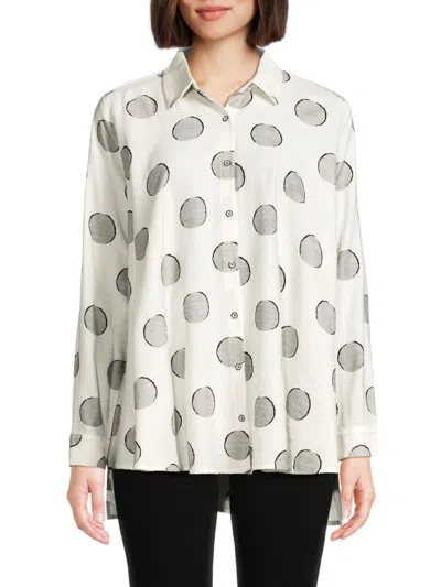 Patrizia Luca Women's Dot Print Shirt In White