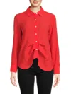Patrizia Luca Women's Textured Button Up Shirt In Coral