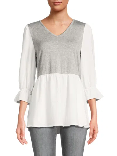 Patrizia Luca Women's Two Tone Top In Grey