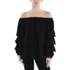 Patrizia Luca Lantern Sleeve Off The Shoulder Top In Black