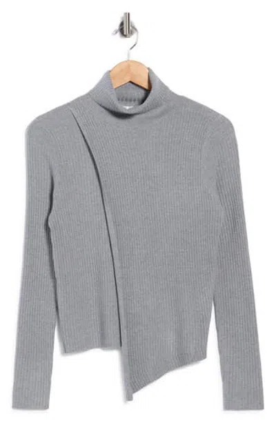 Patrizia Luca Wrap Neck Ribbed Sweater In Grey