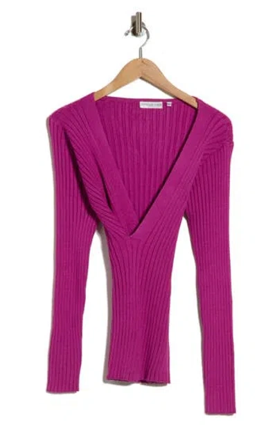 Patrizia Luca Wrap Ribbed Sweater In Magenta