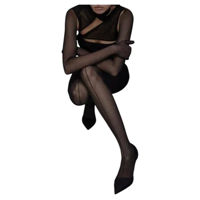 Pre-owned Patrizia Pepe 100mm Above-knee Tulle Boots Tights Shoes - Slim The Legs 40 In Black