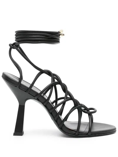 Patrizia Pepe 100mm Lace-up Sandals In Black