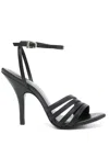 Patrizia Pepe 100mm Leather Sandals In Schwarz