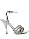 Patrizia Pepe 100mm Rhinetsone-embellished Sandals In Grau