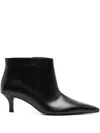 Patrizia Pepe 55mm Pointed-toe Leather Ankle Boots In Black