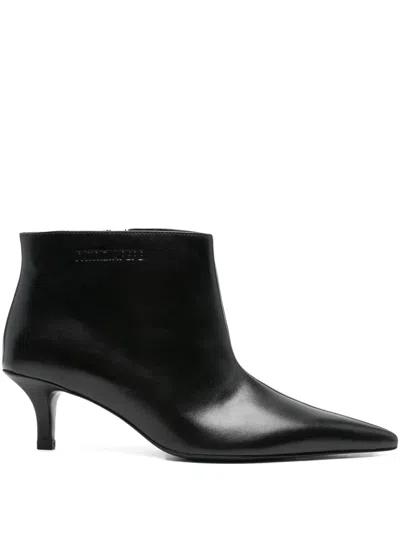 Patrizia Pepe 55mm Pointed-toe Leather Ankle Boots In Black