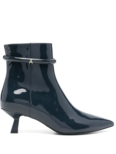 Patrizia Pepe 60mm Logo-plaque Boots In Grey
