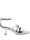 Patrizia Pepe 65mm Metallic Strappy Sandals In Silver