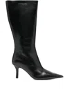 Patrizia Pepe 70mm Pointed-toe Calf Leather Boots In Black