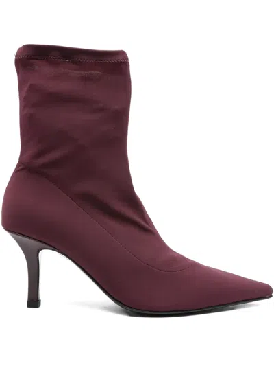 Patrizia Pepe 70mm Stretch Heeled Ankle Boots In Purple