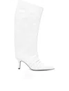Patrizia Pepe 75mm Crinkle Pointed Boots In White