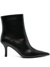 Patrizia Pepe 75mm Leather Ankle Boots In Black