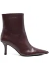Patrizia Pepe 75mm Leather Pointed-toe Heeled Boots In Purple
