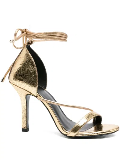 Patrizia Pepe 95mm Metallic Lace-up Sandals In Gold