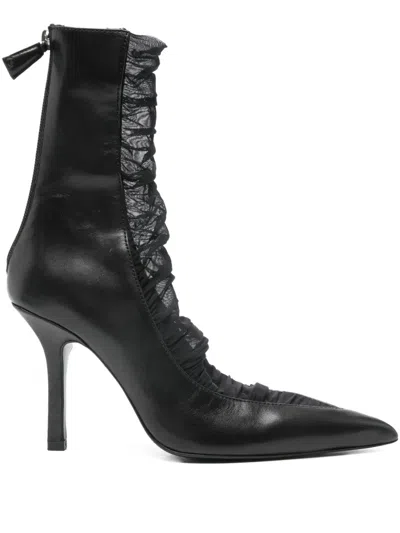 Patrizia Pepe 95mm Second-skin Ankle Boots In Black