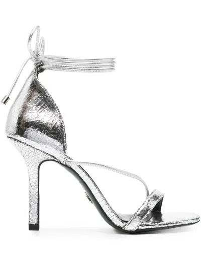Patrizia Pepe 95mm Tie Sandals In Silver