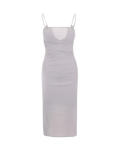 Patrizia Pepe Slim-fit Bustier Midi Dress In Fresh Grey In Gray