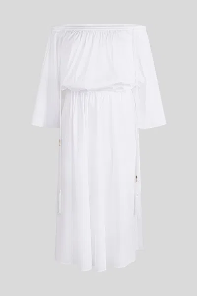 Patrizia Pepe Abito Longuette Off Shoulder Bianco In White