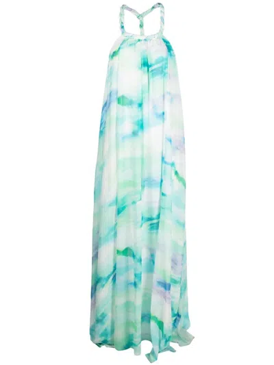 Patrizia Pepe Abito Lungo In Chiffon Dress In Blue
