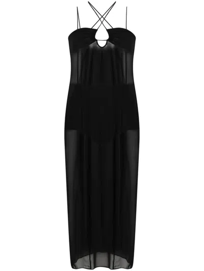 Patrizia Pepe Abito Sottoveste Midi Dress In Black