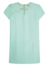 Patrizia Pepe Abito Tubino Con Girocollo Strass In Light Blue