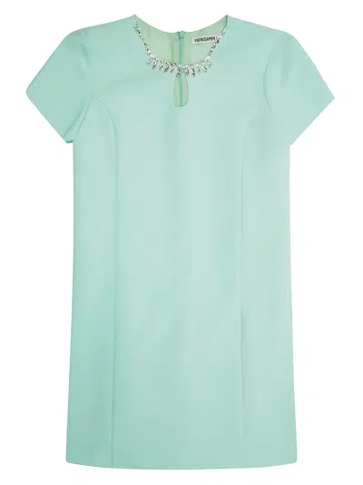 Patrizia Pepe Abito Tubino Con Girocollo Strass In Light Blue