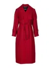 Patrizia Pepe Double-breasted Wool Trench Coat In Red