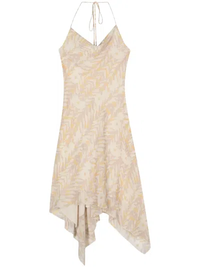Patrizia Pepe Abstract-pattern Handkerchief Dress In Neutrals
