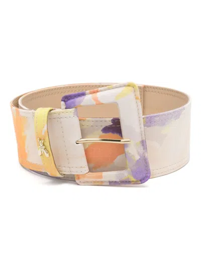 Patrizia Pepe Abstract Pattern Print Belt In Neutrals