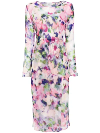 Patrizia Pepe Abstract-print Chiffon Midi Dress In Pink