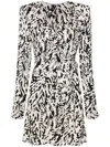 Patrizia Pepe Abstract-print Mini Dress In Neutrals