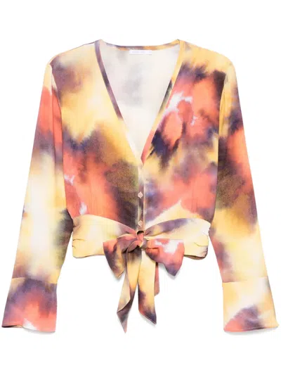 Patrizia Pepe Abstract-print Shirt In Yellow