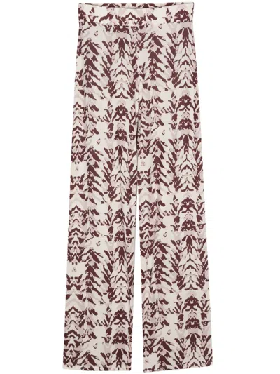 Patrizia Pepe Abstract-print Straight Trousers In Neutrals