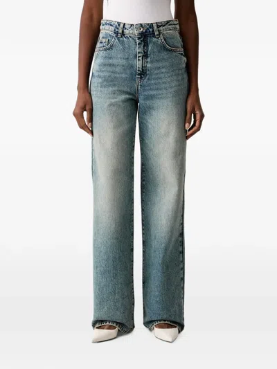 Patrizia Pepe Acid-wash Straight-leg Jeans In Blue