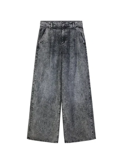 Patrizia Pepe Acid-wash Wide-leg Jeans In Gray