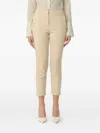 Patrizia Pepe Logo-plaque Cropped Tailored Trousers In Neutral